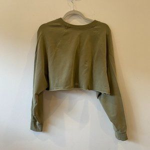 Alo Yoga Olive Green Crop Sweatshirt